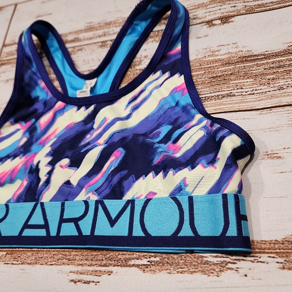 🌺3/$20 Under Armour blue pink flash dance gym sports bra girls ymd m - Picture 3 of 5
